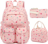 Pink Leopard Corduroy 3-Piece School Backpack Set