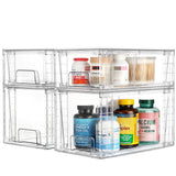 Clear Stackable Acrylic Drawer Organizer Set – Dual Size Pull-Out Storage Bins for Pantry, Bathroom & Cabinets