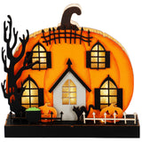 Lulu Home Light-Up Wooden Pumpkin House 🎃 Halloween Tabletop Décor with Ghosts, Cat & Witch Pot