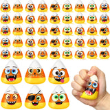 24 Pcs Mini Candy Corn Stress Relief Toys – Halloween Fidget Balls with Funny Expressions (Soft PU Foam, Party Favors & Anxiety Relief)