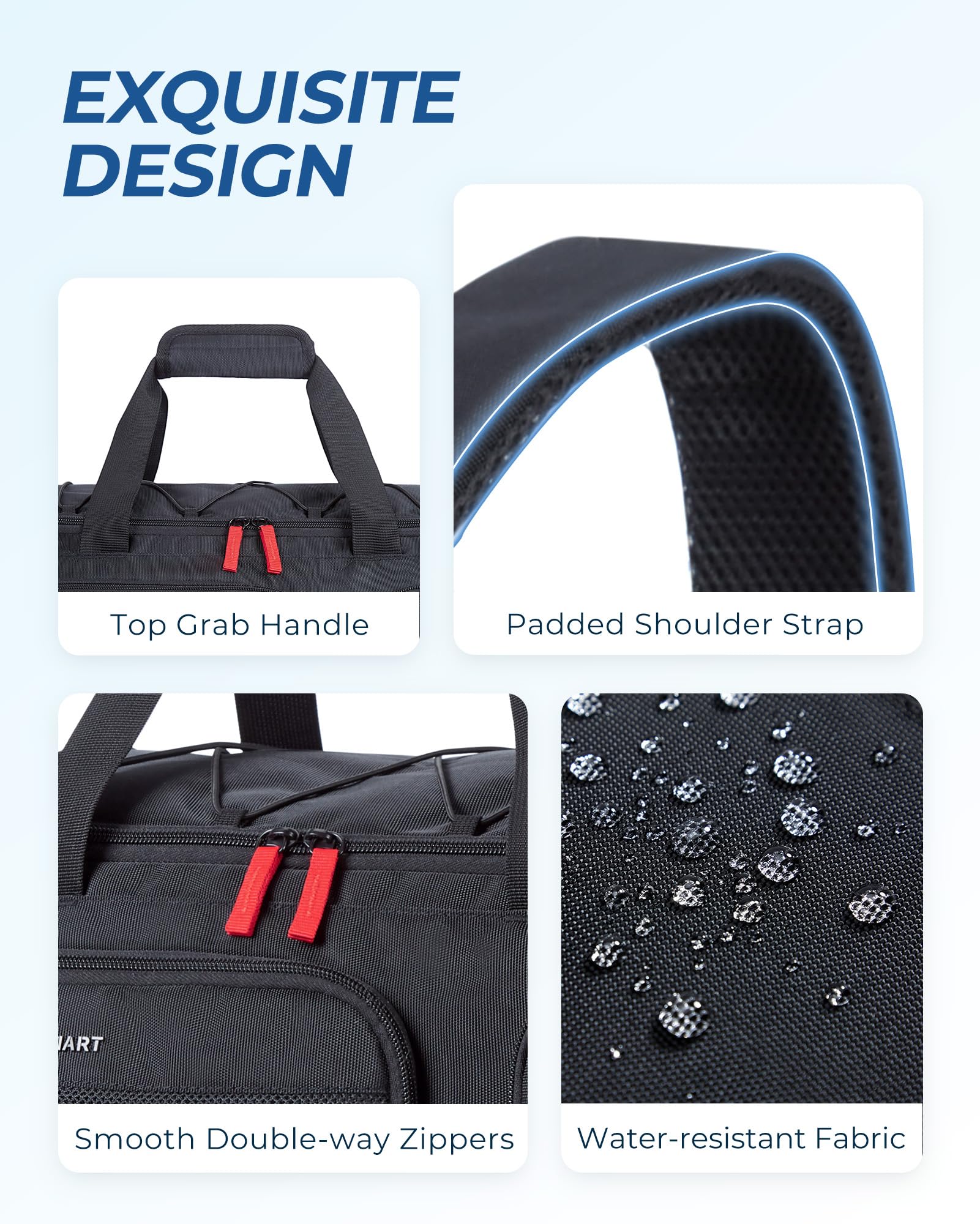 BAGSMART 35L Gym & Travel Duffel Bag with Shoe and Laptop Compartments – 3-in-1 Carry-On Weekender (Black)