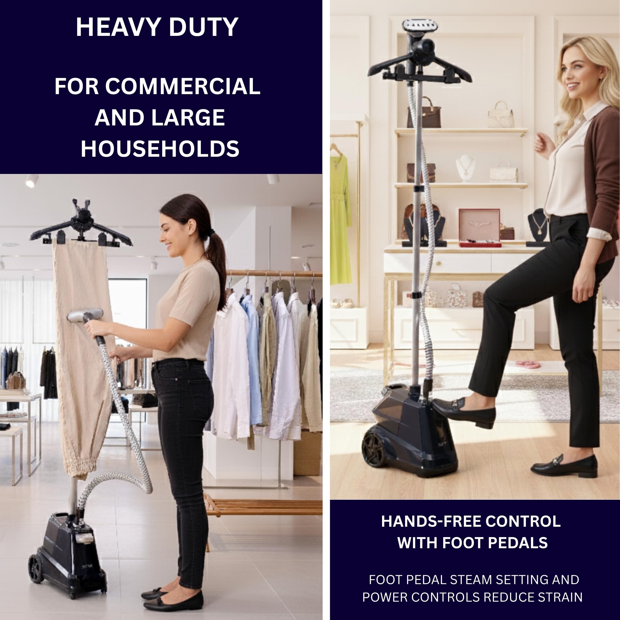 Commercial Standing Garment Steamer with 3L Tank, Telescopic Support and Professional Fabric Care System