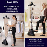 Commercial Standing Garment Steamer with 3L Tank, Telescopic Support and Professional Fabric Care System