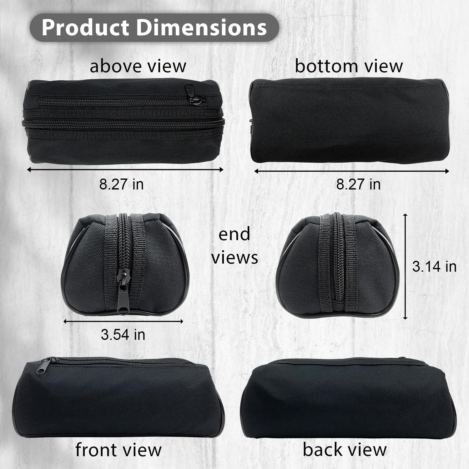 Black Large-Capacity Double-Zip Pencil Case