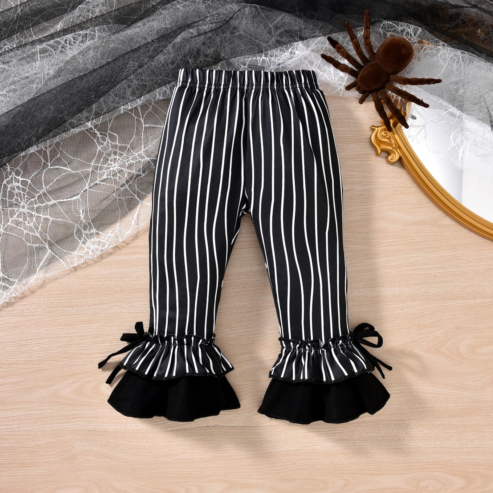 Little Girl Halloween Outfit – Toddler Jack Skellington & Sally Inspired Fall Clothing Set (4T–5T)