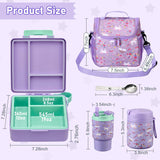 Kids Bento Lunch Box Set with 3 Compartments, 17 oz Food Jar, Insulated Bottle, Lunch Bag and Ice Pack