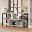 5-Cube Industrial Storage Organizer – Modern Horizontal Bookcase & TV Stand with Metal Frame (Light Grey Oak)