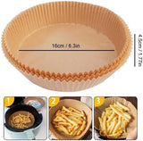 200-Pack Air Fryer Disposable Paper Liners – 6.3" Round, Non-Stick, Oil-Proof, Heat Resistant Parchment Papers