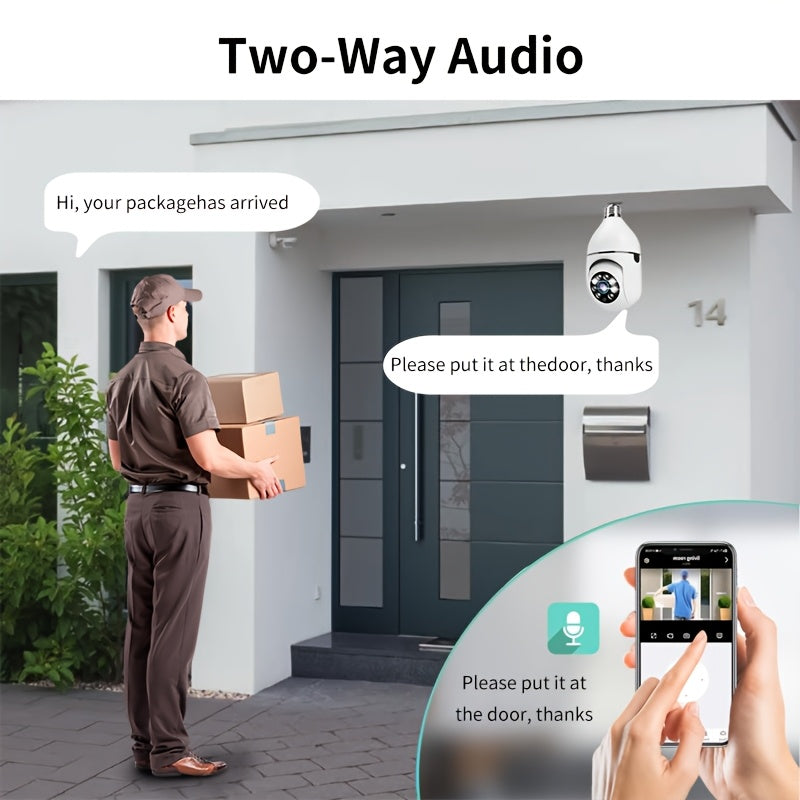 Smart HD WiFi Light-Bulb Surveillance Camera – 360° Panoramic Monitoring, 1440p, Remote Two-Way Talk & Motion Alerts (2-Pack)