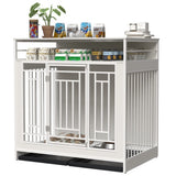 43.3-Inch Large Wooden Dog Kennel Furniture – Indoor Pet Crate with Divider, Double Door Design & Stylish Home Décor