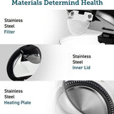 1.7L Glass Electric Kettle with Stainless Steel Filter & Inner Lid