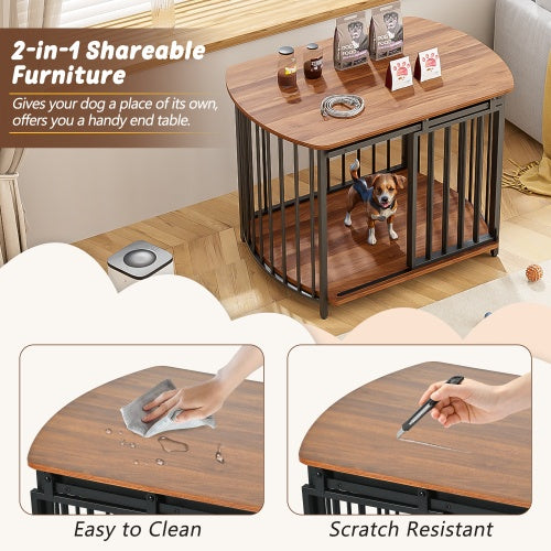 31.5" Wooden Furniture-Style Dog Crate – Double Door Indoor Kennel & End Table