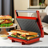 3-in-1 Electric Indoor Grill & Panini Press - 1400W Dual-Sided Non-Stick Grill with 180° Floating Hinge, Adjustable Temp (365°F-410°F), 60-Min Timer, Overheat/Quick Cook Modes & Grease Tray - Compact Black Kitchen Applianc - PulinGO