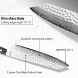 8.5-Inch VG10 Damascus Kiritsuke Knife – Hammered Blade with Ebony Wood Handle & Gift Box