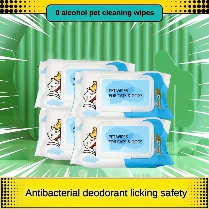 Dog & Cat Pet Wet Wipes – Plant-Based Unscented Grooming Wipes for Paws, Ears, Eyes & Butt Cleaning, Deodorizing & Daily Care