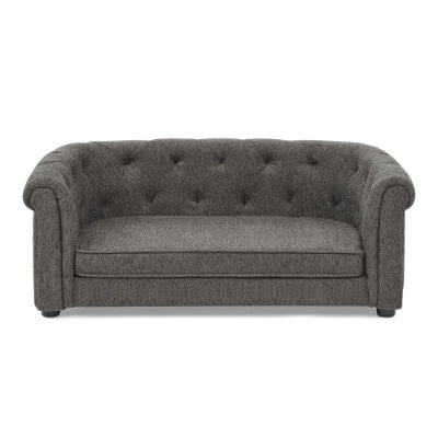 Contemporary Linen Pet Sofa – Rectangular Design with Arc-Shaped Backrest & Armrests