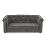 Contemporary Linen Pet Sofa – Rectangular Design with Arc-Shaped Backrest & Armrests
