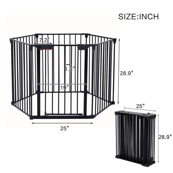 150″ Adjustable Safety Gate with 6 Panels – Steel Barrier for Stairs, Pets & Restricted Areas