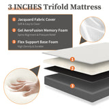 Triple Fold Memory Foam Pad – Portable, Lightweight, Comfortable Sleeping Mattress for Home, Travel & Camping