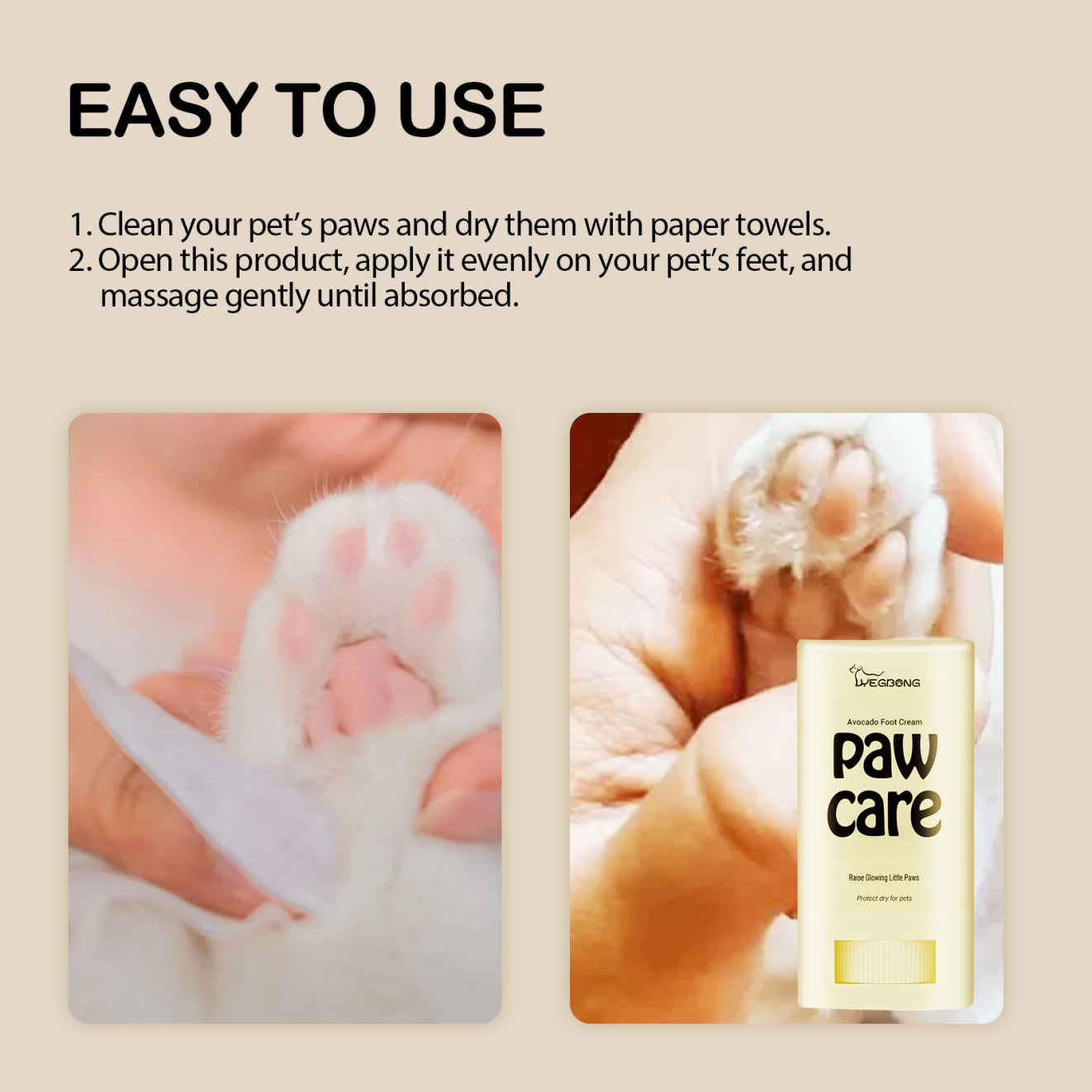 Yegbong Avocado Pet Paw Balm – Nourishing Foot Cream for Dogs & Cats with Avocado Oil, Olive Oil & Shea Butter