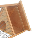 Wooden A-Frame Outdoor Rabbit Cage – Small Animal Hutch with Ramp, Weather-Resistant Roof & Secure Enclosure for Rabbits & Guinea Pigs