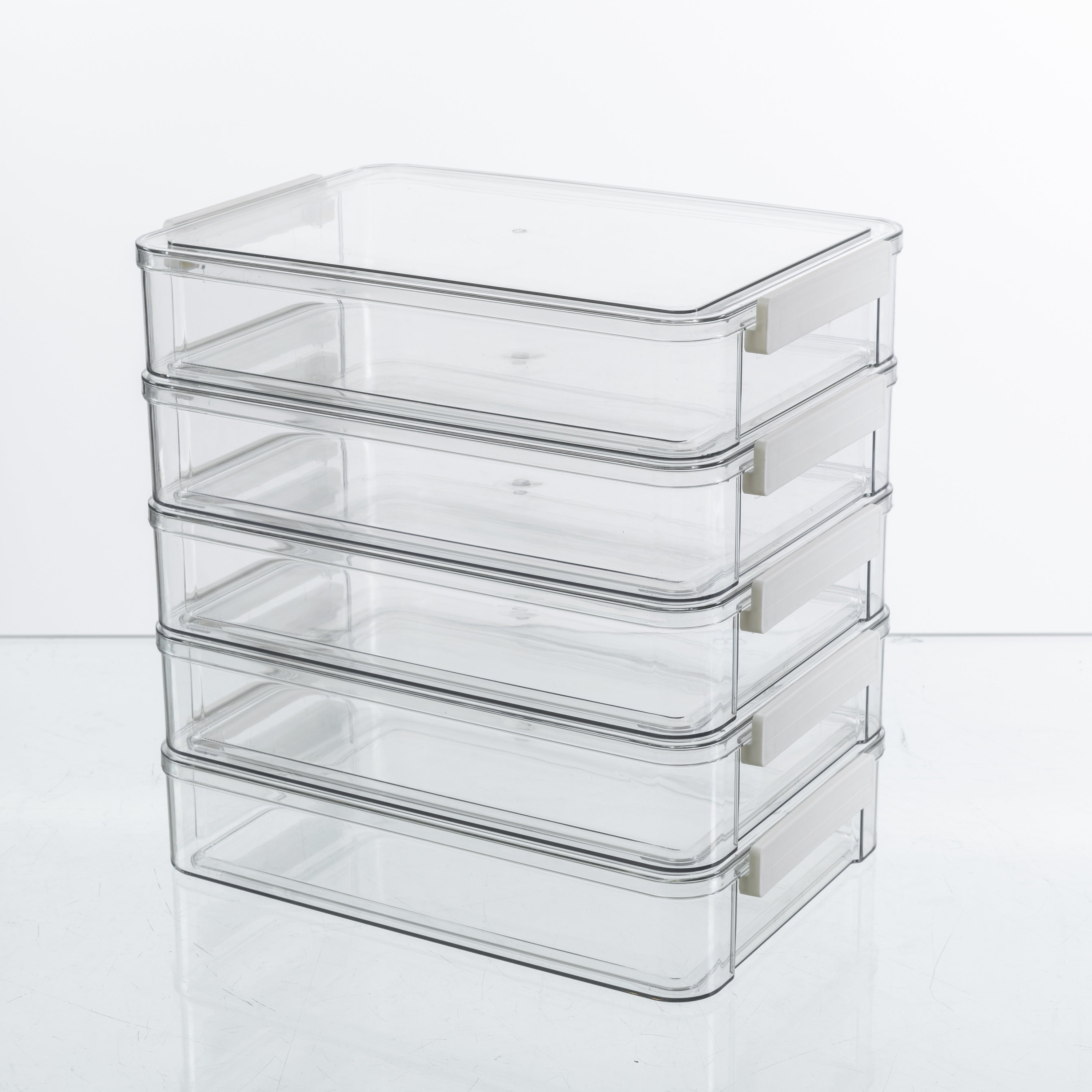 5-Piece Clear Plastic File Storage Boxes with Lids – Portable Stackable Organizer for Tools, Jewelry & Craft Supplies 🎨