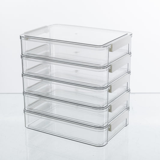 5-Piece Clear Plastic File Storage Boxes with Lids – Portable Stackable Organizer for Tools, Jewelry & Craft Supplies 🎨