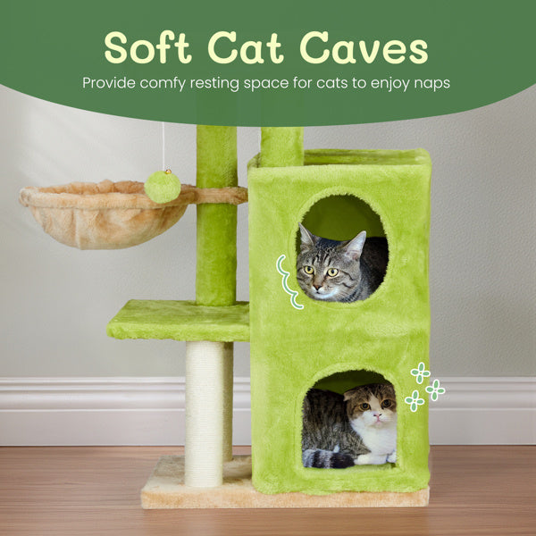 3-Inch Speaker-Shaped Double-Layer Cat House Hammock Bed – Yellow & Green Indoor Cat Furniture with Cozy Design