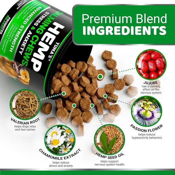 2-Pack Hemp Calming Chews for Dogs – Advanced Anxiety & Stress Relief Treats with Melatonin & Hemp Oil