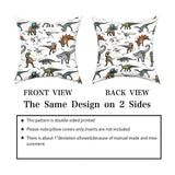 Wild Dinosaur Pillow Cover – 18”×18” Square Cotton-Poly Blend with Tyrannosaurus, Brachiosaurus & Triceratops for Boys’ Room Decor