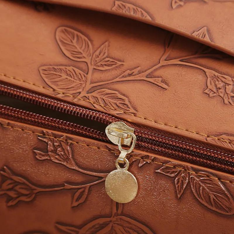 Embossed Pattern Leather Makeup Bag – Portable Cosmetics Organizer Pouch