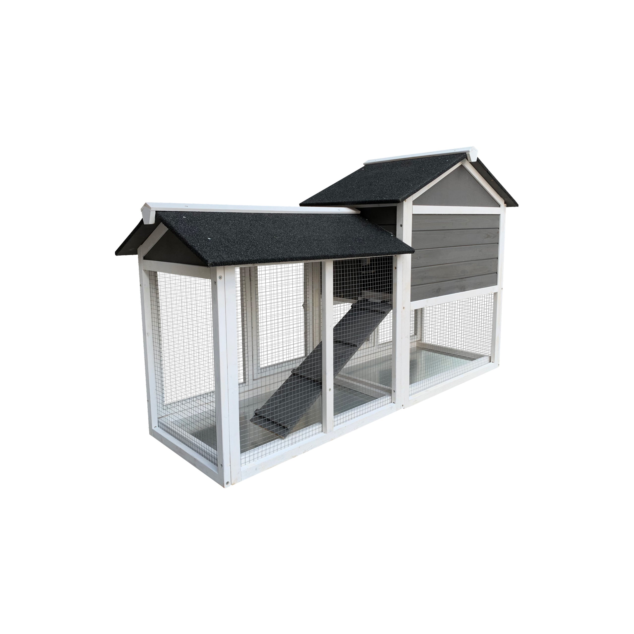 Wooden Outdoor Rabbit Hutch with Detachable Pallet Ramp & Walking Cage – Weatherproof Small Animal House for Rabbits, Guinea Pigs & Ferrets