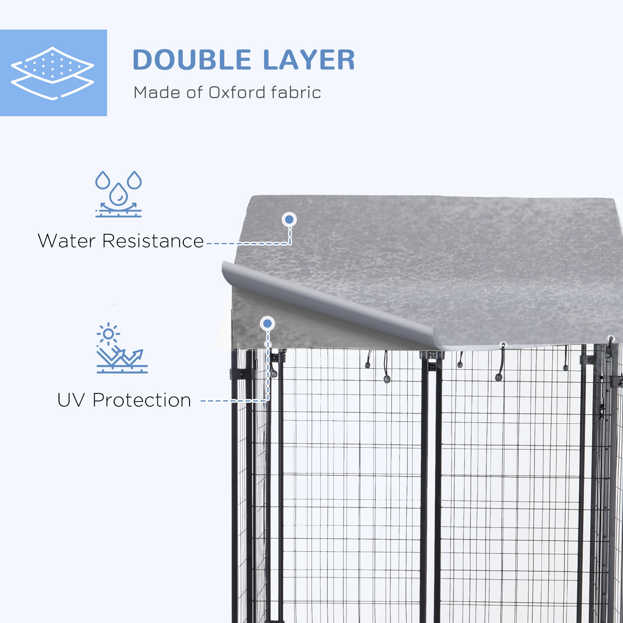 Heavy-Duty Dog Playpen with Lockable Door & Waterproof Canopy – Black, 10-Panel 83"×48"×46.75"
