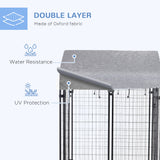 Heavy-Duty Dog Playpen with Lockable Door & Waterproof Canopy – Black, 10-Panel 83"×48"×46.75"