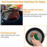 8-Piece Aluminum Camping Cookware Set – Lightweight Pot, Foldable Utensils & Cleaning Kit for Outdoor Adventures