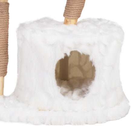 Modern Cat Tree – Natural Branch Cat Tower & Luxury Indoor Cat Condo, White