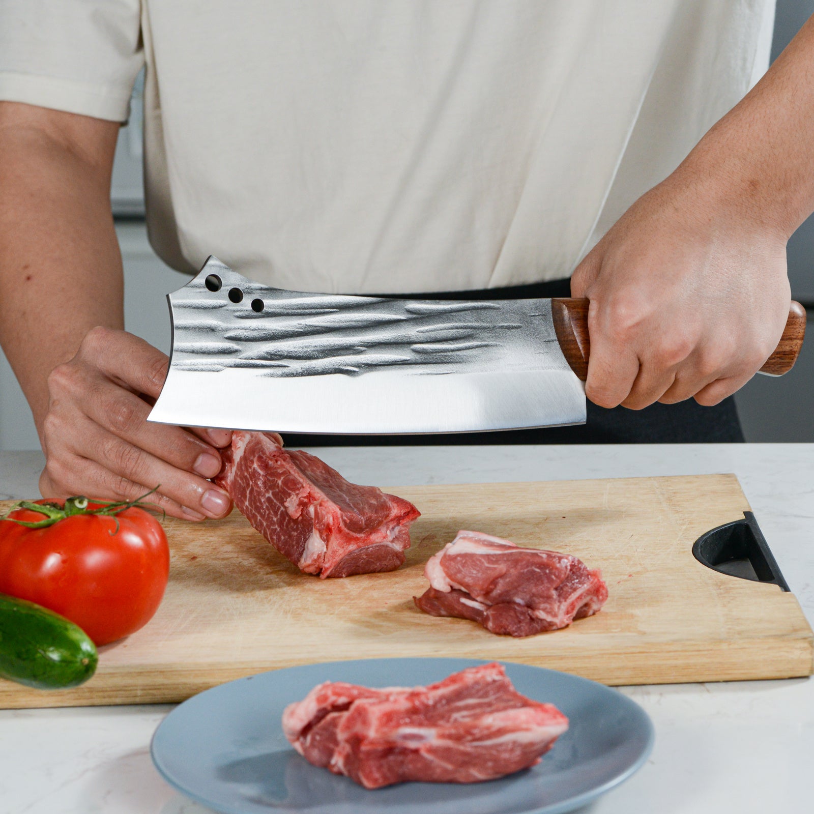 Kegani Heavy-Duty Meat & Bone Cleaver Knife – 7.3" High-Carbon Steel Bone Chopper, Full-Tang Handle