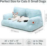 Mewoofun Plush Cat Bed – 26"x19"x13" Washable Fluffy Couch with Non-Slip Bottom for Indoor Cats, Puppies & Small Dogs