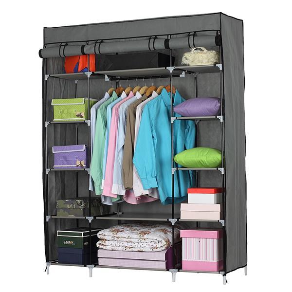 Portable Fabric Wardrobe Closet - 5-Tier, 12-Compartment Organizer with Hanging Rod | Easy Assembly Clothes Storage