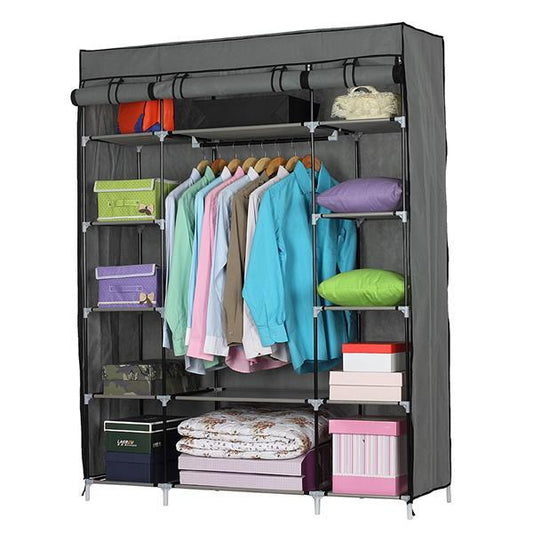 Portable Fabric Wardrobe Closet - 5-Tier, 12-Compartment Organizer with Hanging Rod | Easy Assembly Clothes Storage