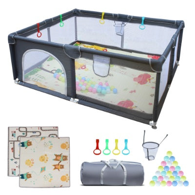 71" × 59" Baby Playard Cloth Playpen – Spacious Indoor/Outdoor Play Yard with Mesh Walls and Removable Enclosures