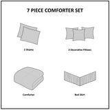7-Piece Faux Suede Comforter Set – Includes Comforter, Bedskirt, 2 Shams & 3 Decorative Pillows, Hypoallergenic Polyester Fill, Elegant Textured Design