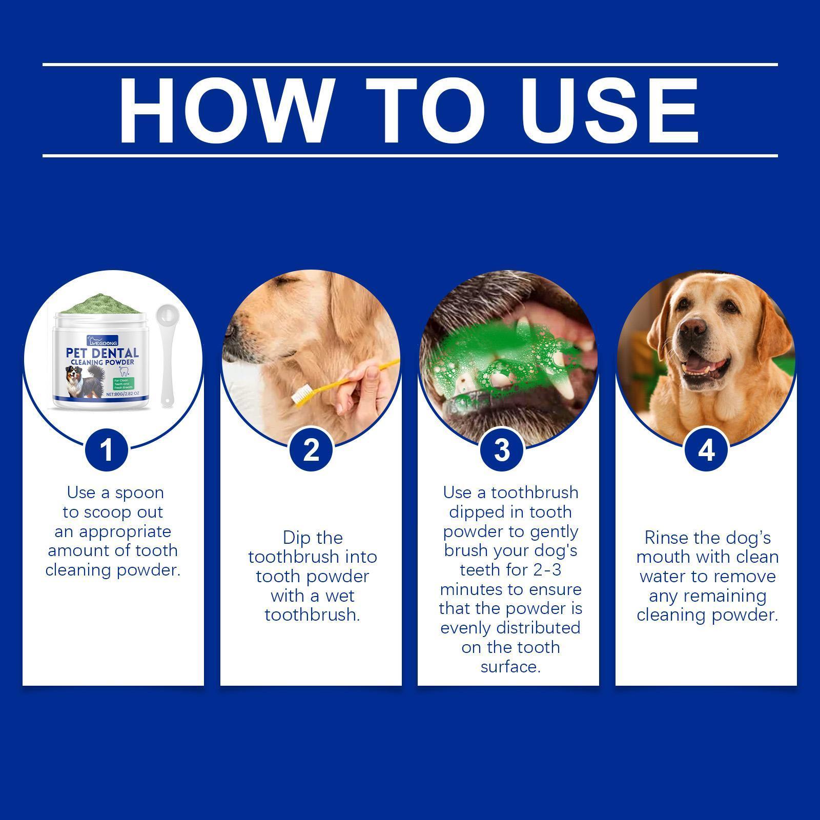 Yegbang Pet Tooth Cleaning Powder – Tartar & Stain Remover with Breath-Freshening Formula for Cats & Dogs