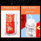 Fireworks Bubble Machine – 80 ml Bubble Solution, Automatic Portable Bubble Maker with Lights, Music & Closeable Design, Ideal for Kids’ Parties and Outdoor Fun