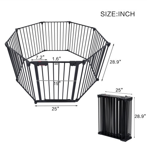 200" Adjustable Safety Gate – 8-Panel Metal Play Yard & Door Gate, Configurable Freestanding Barrier for Stairs, Fireplaces, Pets & Christmas Trees