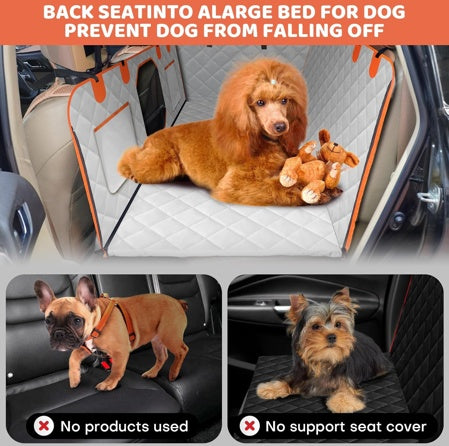 Dog Backseat Extender with Hard Bottom – Heavy-Duty Waterproof Car Seat Hammock for Dogs up to 400 lbs