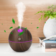 USB Aroma Humidifier Essential Oil Diffuser – Ultrasonic Cool Mist with 7-Color Changing LED Light, Wood Finish, 130ml