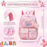 Hello Kitty Student Backpack Set – Pink Large Capacity Backpack, Pendant & 2 Badges + Stationery Set
