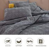 Bohemian Tufted Quilt Cover Set – 3-Piece Premium Bedding with Cut Flower Design, Soft & Machine-Washable, No Shrinkage