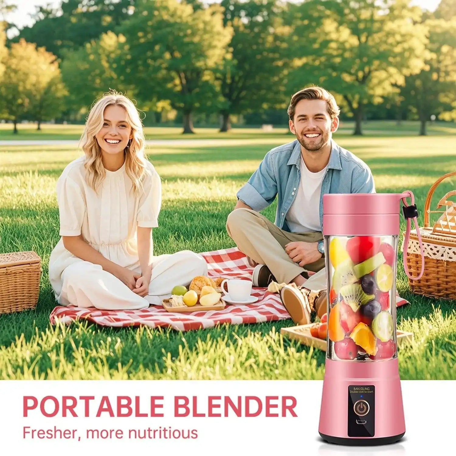 Portable Blender Cup,Electric USB Juicer Blender,Mini Blender Portable Blender For Shakes and Smoothies, juice,380ml, Six Blades Great for Mixing，Pink，Black，Purple - PulinGO
